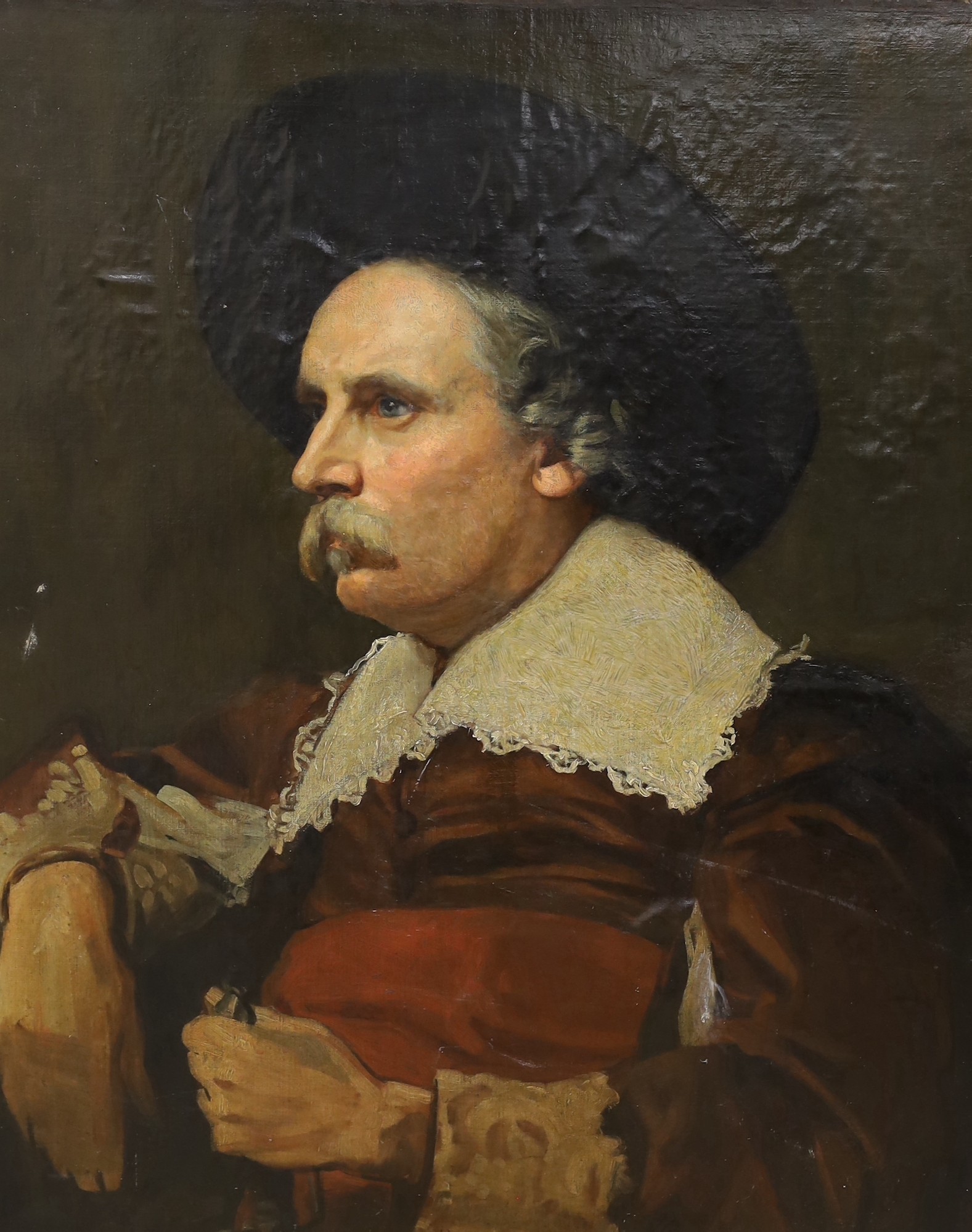 Manner of Diego Velazquez, oil on canvas, Portrait of a man, 76 x 62cm